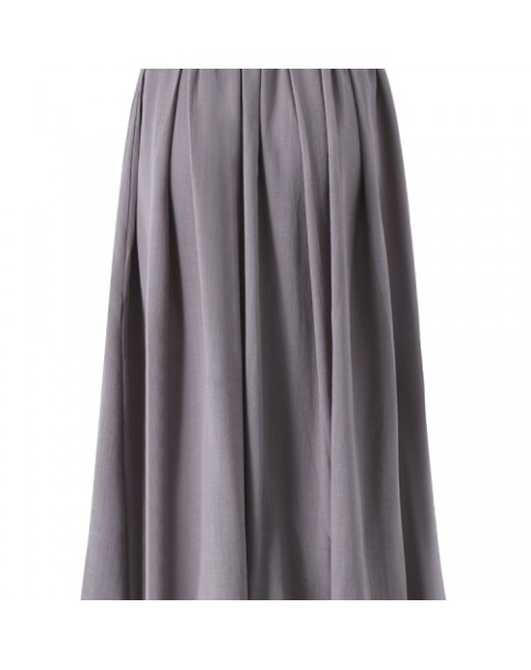 Casual Solid Color Elastic Waist Pleated Maxi Skirt