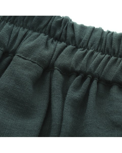 Casual Solid Color Elastic Waist Pleated Maxi Skirt