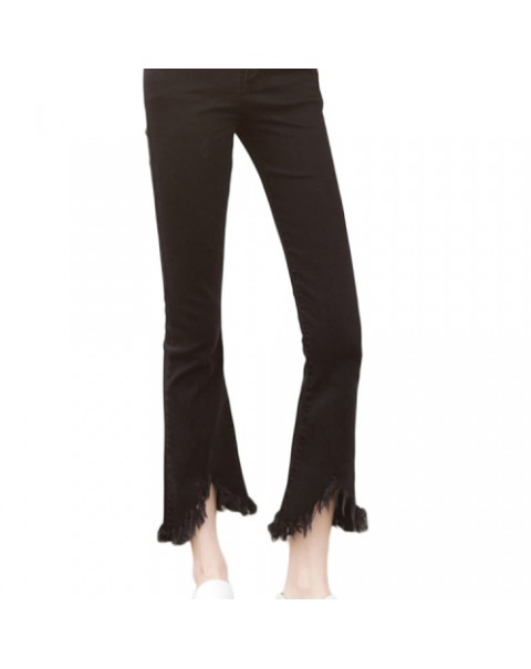 Blue/Black Casual Tassel Ninth Slim Jeans