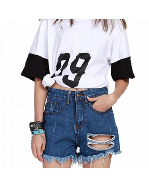 Fashion Casual Ripped Denim Shorts