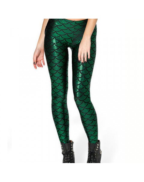 Sexy fish-scale printed stretch leggings