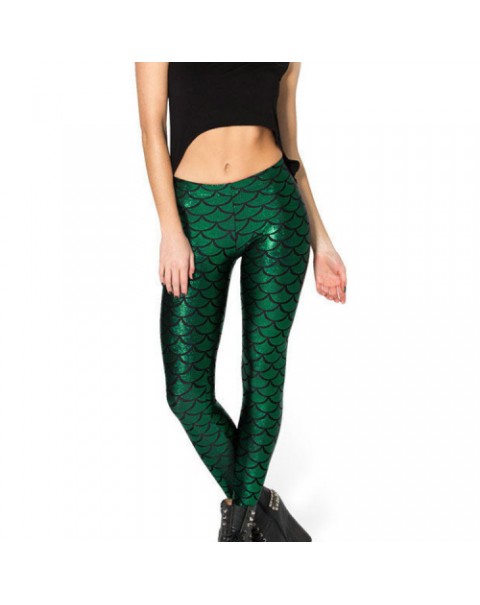 Sexy fish-scale printed stretch leggings