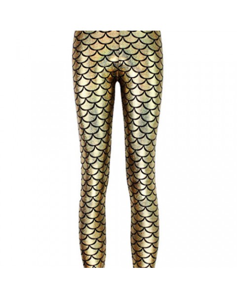 Sexy fish-scale printed stretch leggings