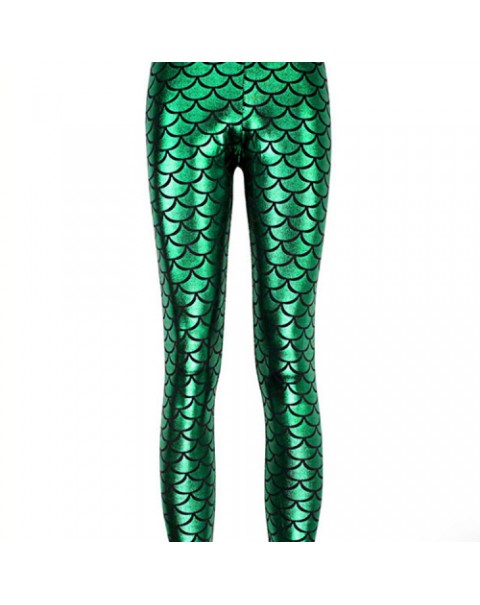 Sexy fish-scale printed stretch leggings