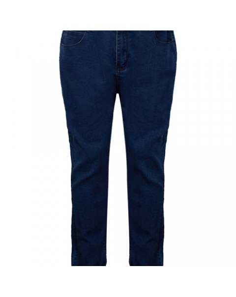 Dark Blue Casual Mid Waist Denim Jeans 