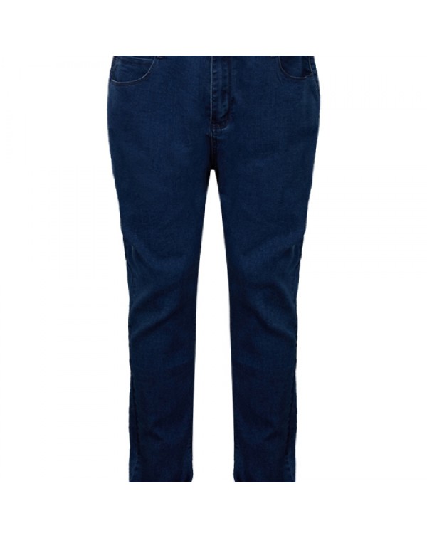 Dark Blue Casual Mid Waist Denim Jeans 