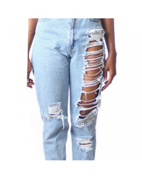 Light Blue Vintage Loose Ripped Denim Jeans