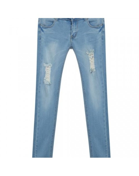 Light Blue Mid Waist Slim Denim Jeans